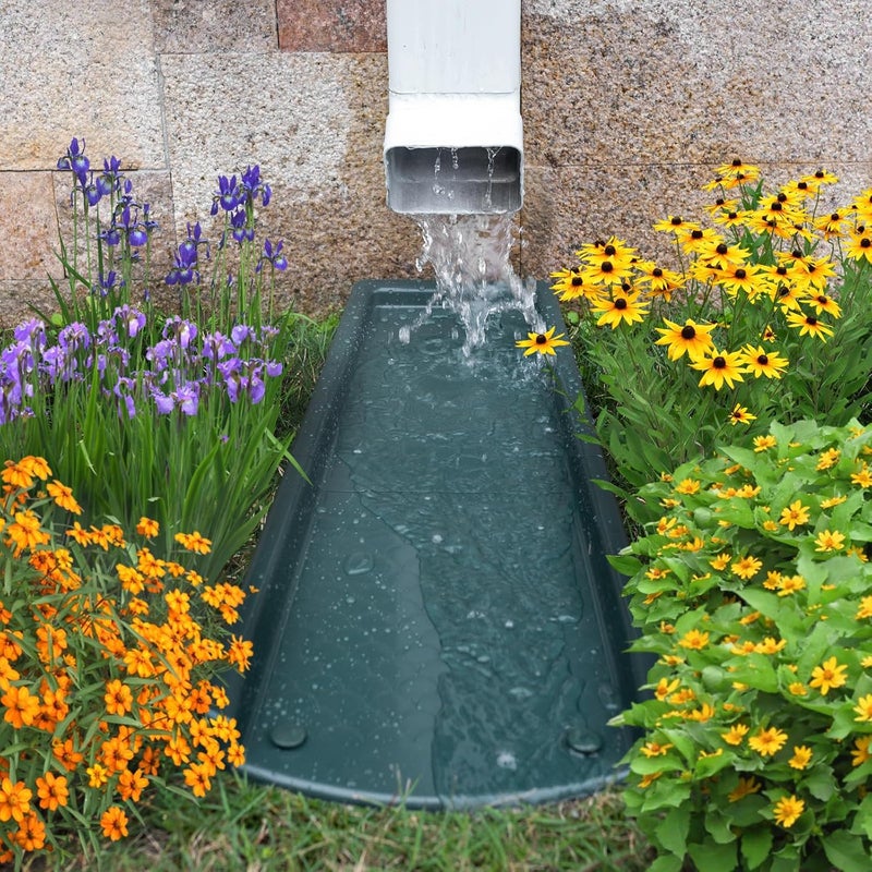 Ogutter Splash Blocks for Gutters Downspouts, 24" Downspout Extensions for Rain Water Drainage, Thickened Gutter Splash Guard with Fixing Piles(2 Pack, Green) - Image 5